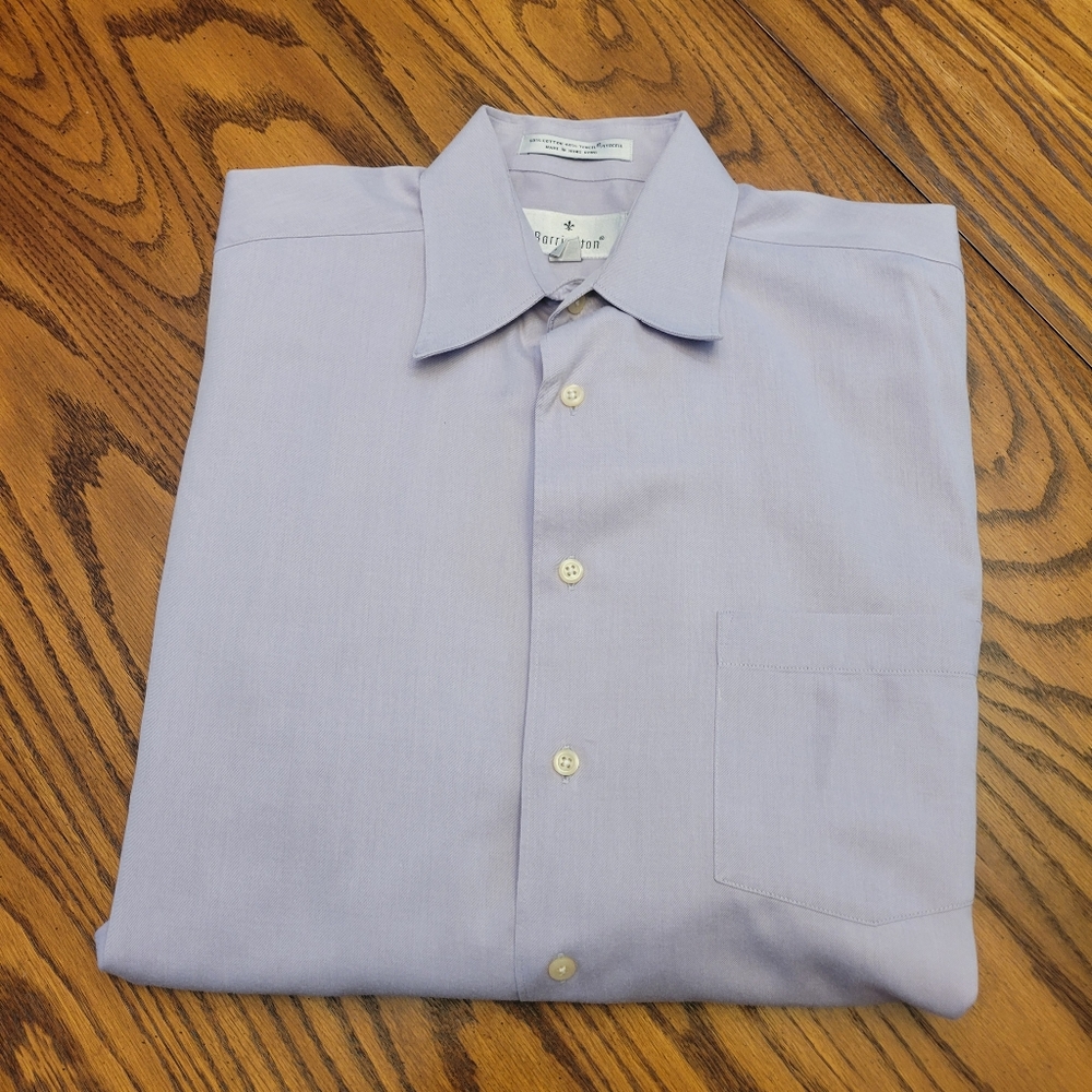 Mens Barrington Purple-Gray Button-Up Dress Shirt 15.5 x 34/35
